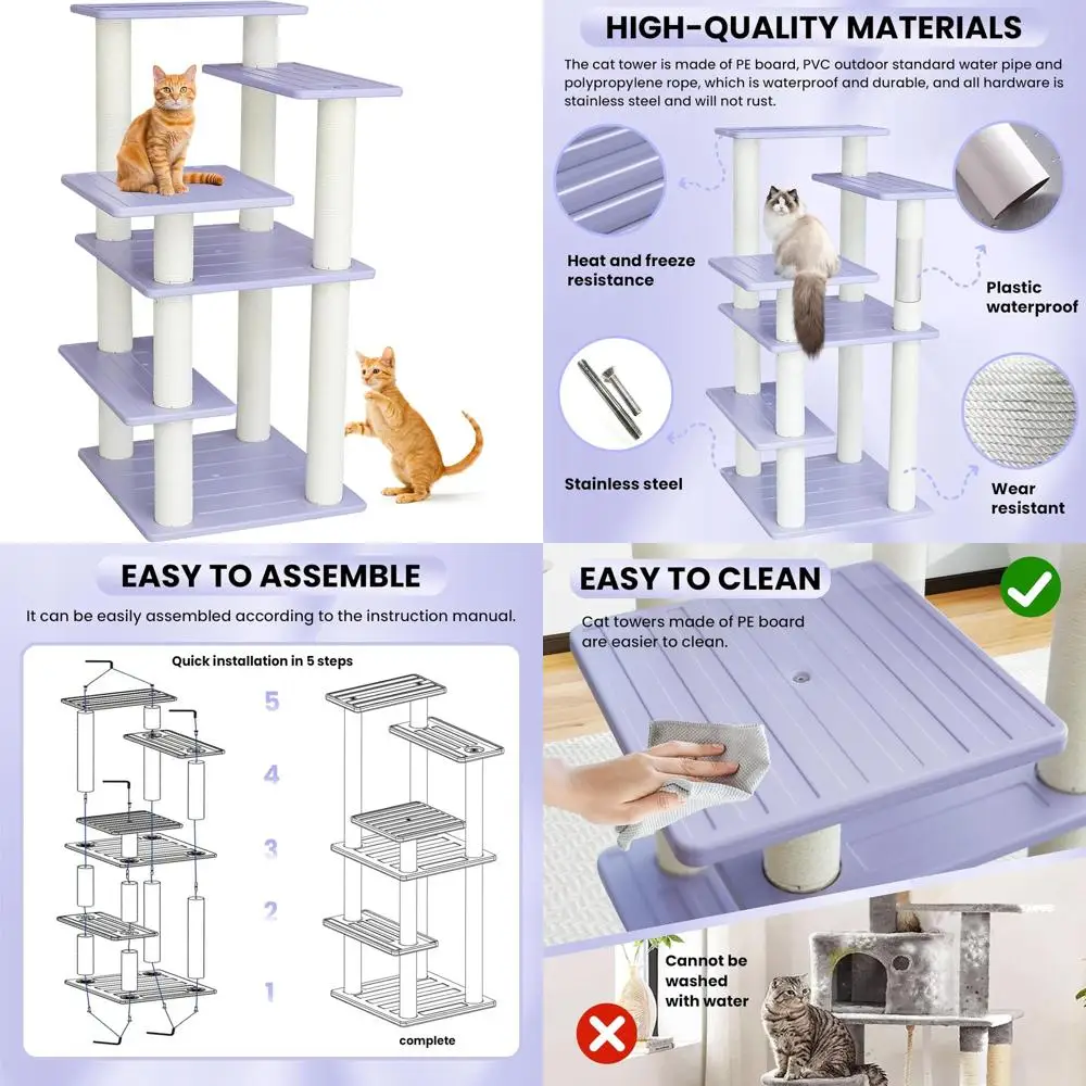 

Высокая (46 дюймов) когтеточка для кошек для дома и улицы с опорами для царапания для крупных кошек