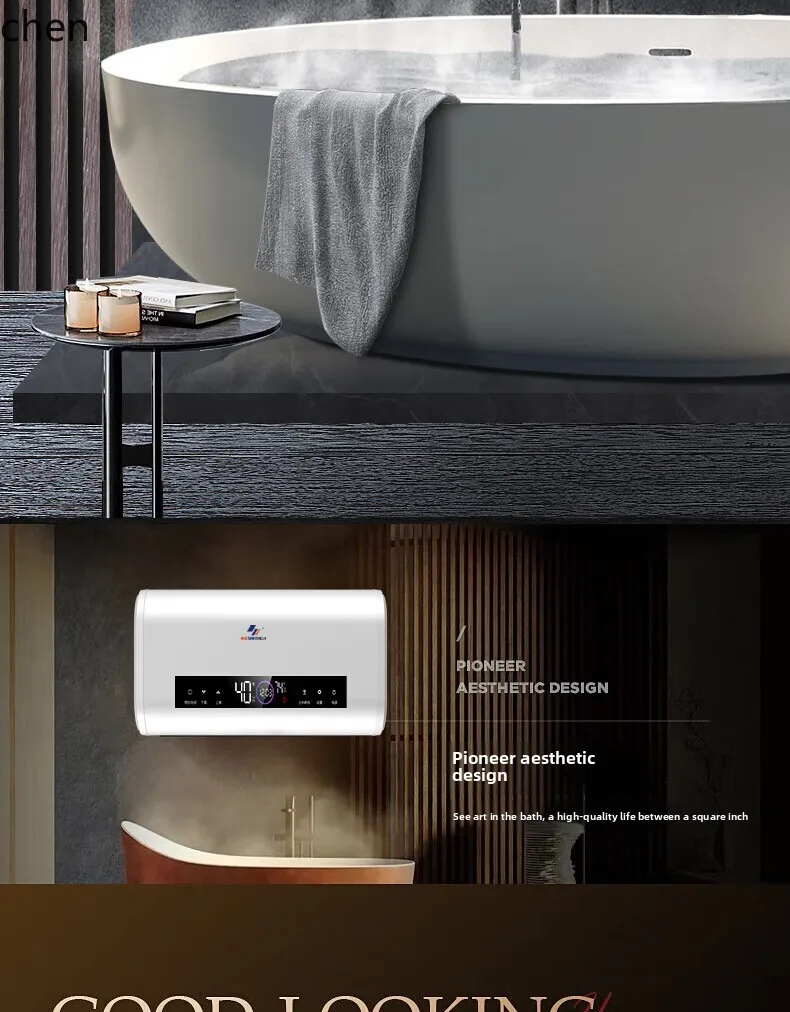 LXC เครื่องทําน้ําอุ่นไฟฟ้าในครัวเรือนห้องน้ําอ่างอาบน้ําความร้อนอย่างรวดเร็วถังแบนขนาดเล็กน้ําดีคู่