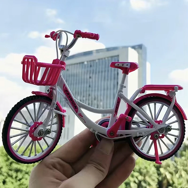 

1:10 Mini Model Alloy Biycle Diecast Pink Finger City Bike With Shock-absorbing Adult Simulation Collection Gifts Toys for boys