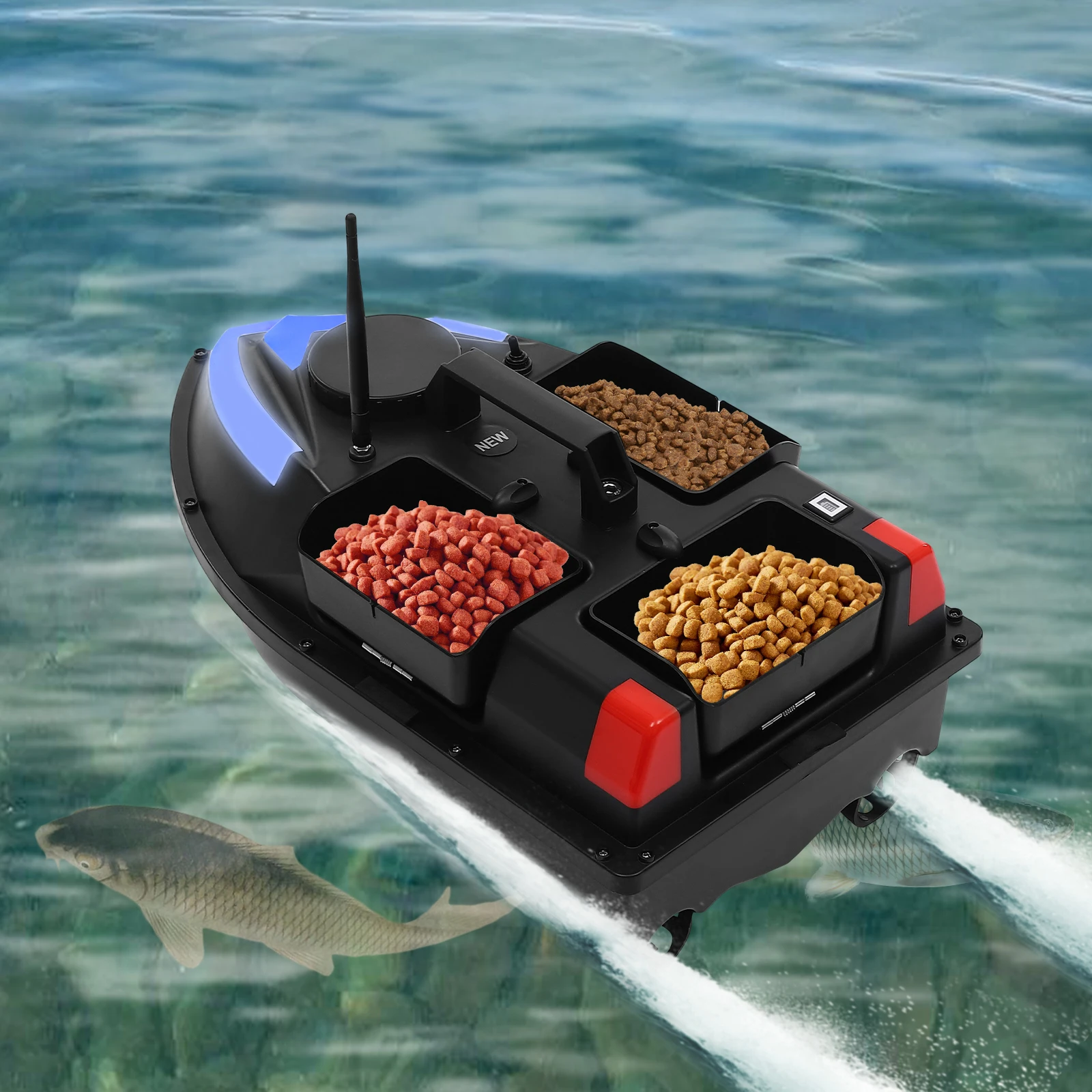 

Fishing Bait Boat with GPS 3 Boxes 500m Remote Control Bait Boat Fishing Boat w/Remote Control Auto Return Fish Boat