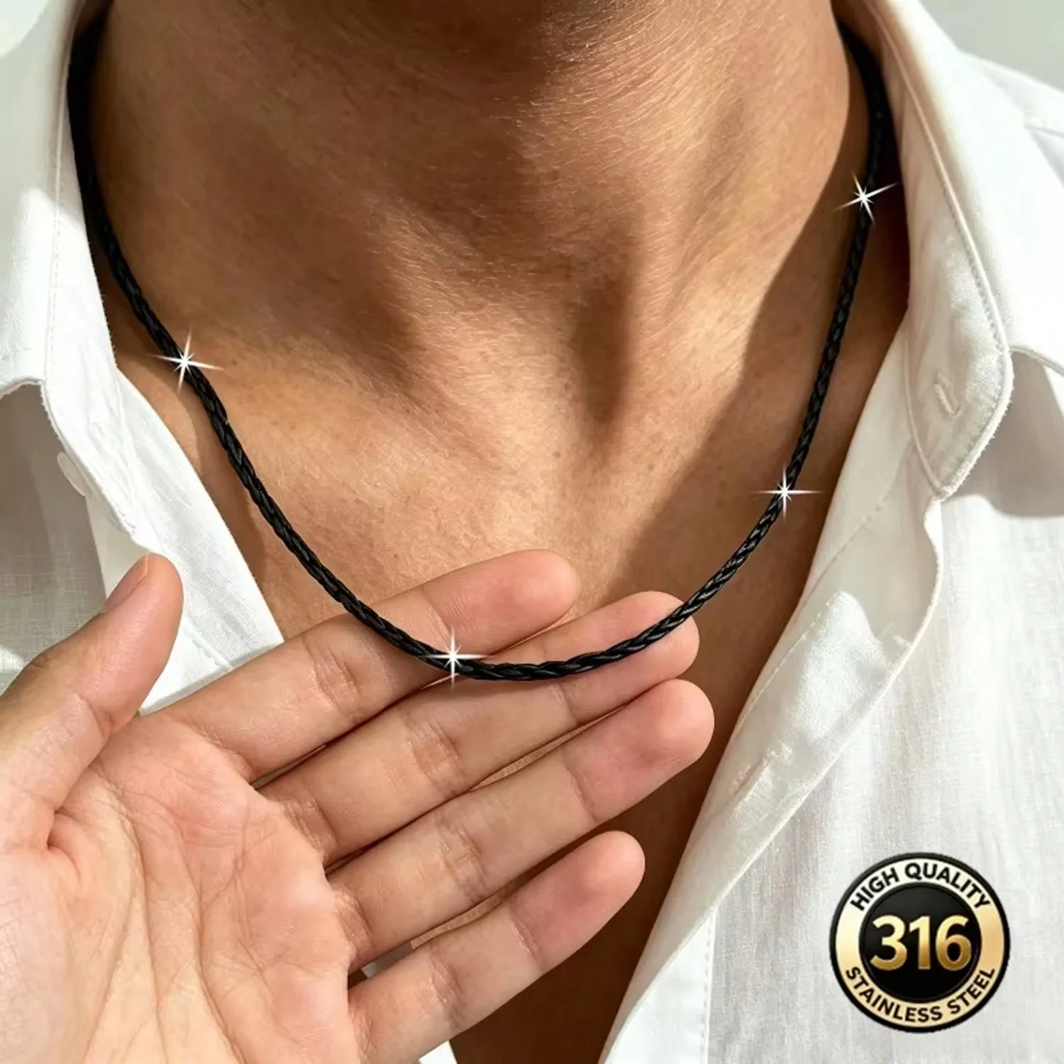 A 316L Simple Plain Chain Stainless Steel Necklace, Hip-hop Street Necklace Fade-resistant Suitable for Daily Wear and Parties