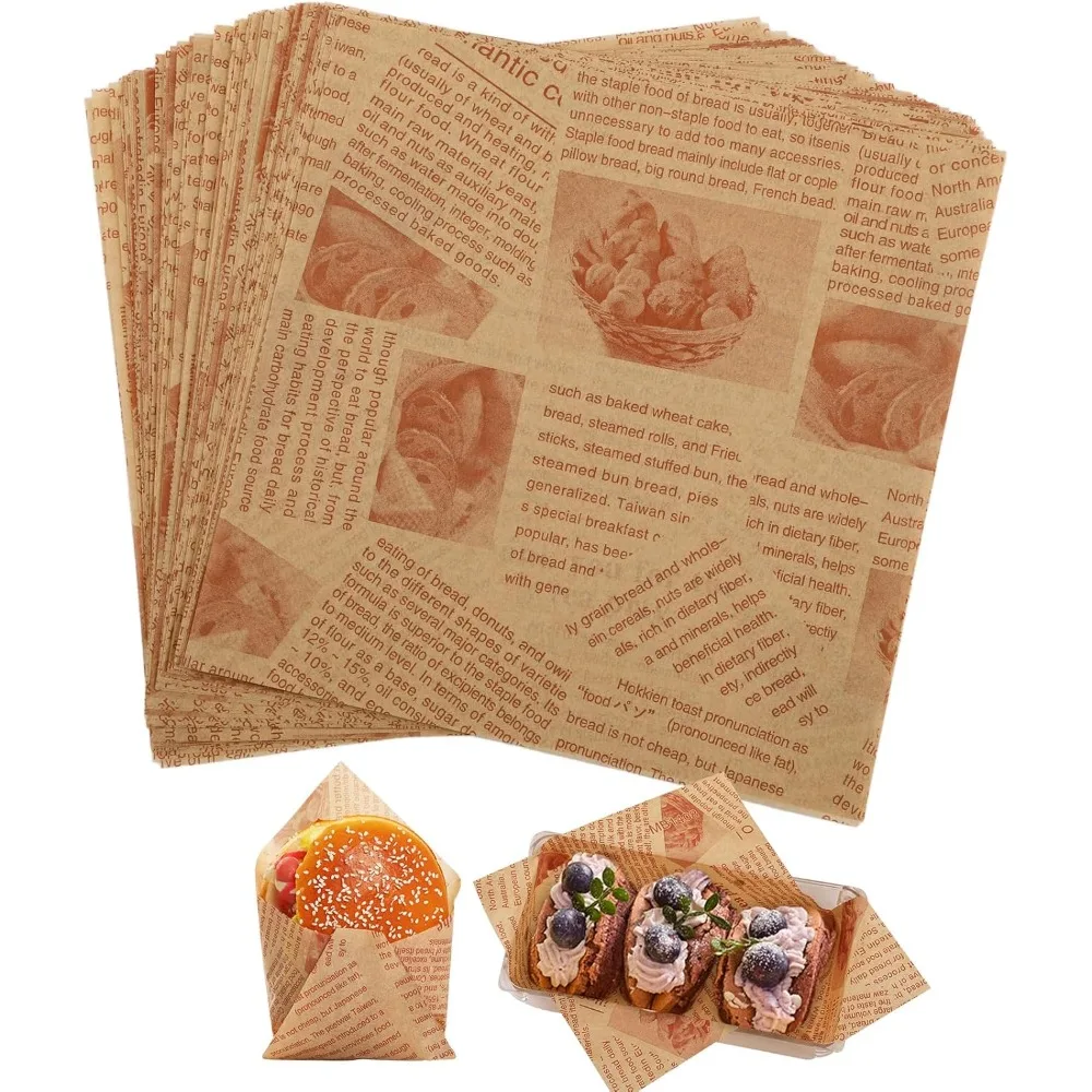 100/300 Pcs Deli Paper Sheets for Wrapping Burger Bread Fried Food Sandwich Packaging Oil-Proof Food Basket Liners