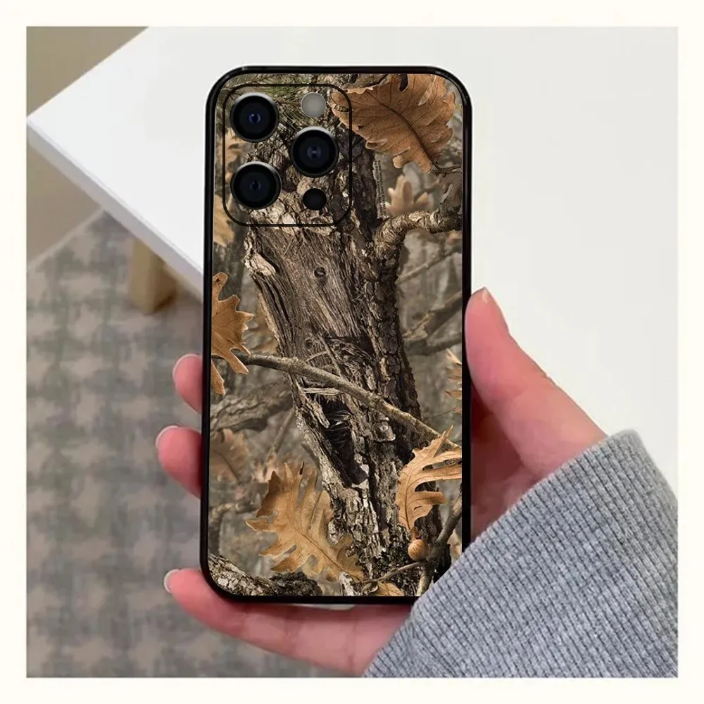 Camouflage Hunting Phone Case For Apple iPhone 15,14,13,12,11,Pro,X,XS,Max,XR,Plus,Mini Soft Black Cover