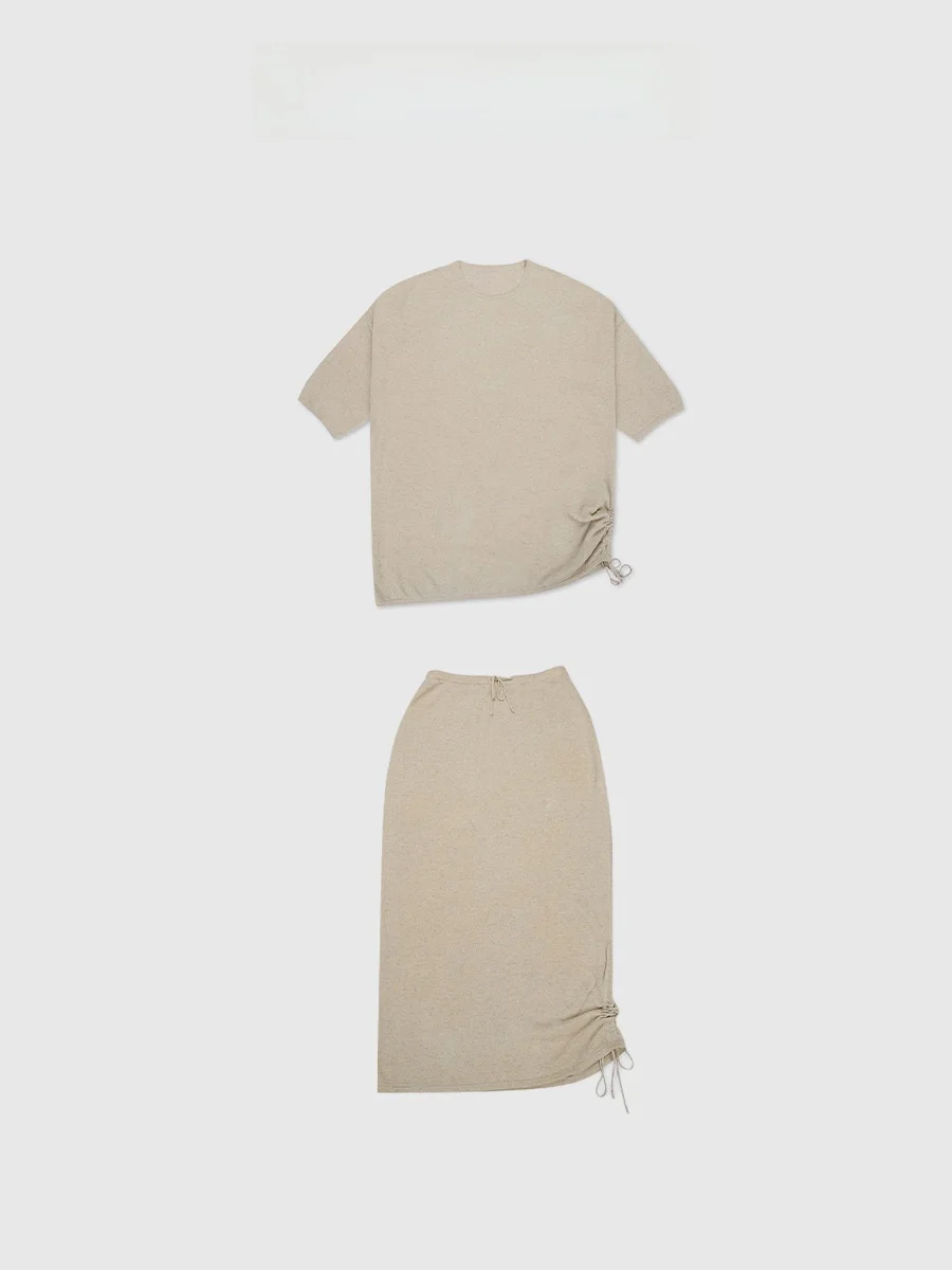 

Baatone Simple Ele Series Dstring ape Beige Set BFSAB3H2AH347HK Women's Faion Set ort Sve round Ne Two...