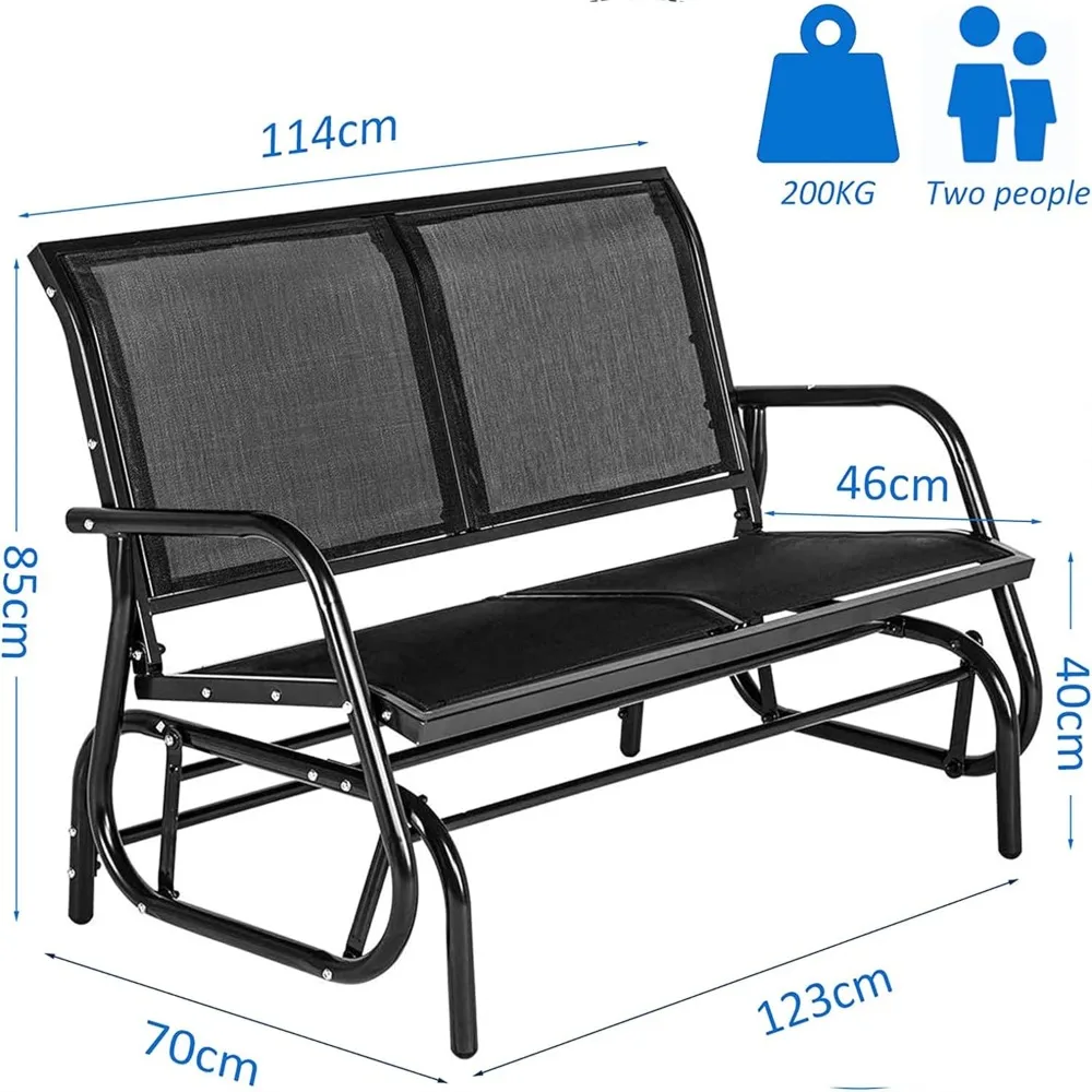 Outdoor Glider Bench for Outside Patio Gliders Porch Glider Swing Loveseat with Steel Frame for Backyard Garden for 2 Persons