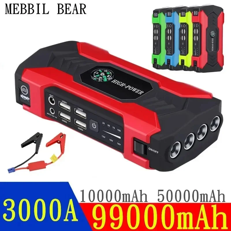 Power Bank 99000mAh Jump Starter Portable Charger 3000A Car Booster 12V Auto Starting Device Emergency Car Battery Starter