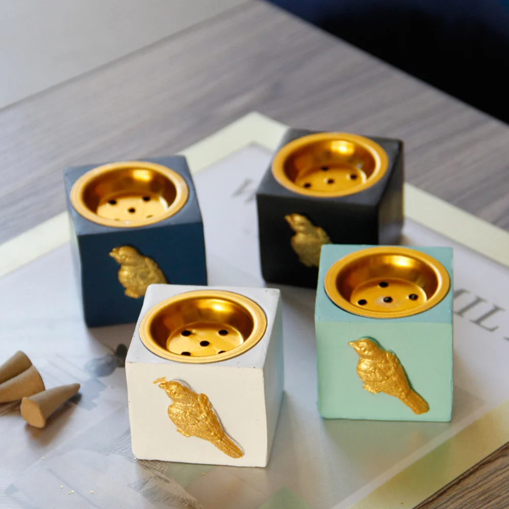 

1Pcs Square Resin Incense Burner Stylish Desktop Censer for Creative Handmade Resin Censer Decoration