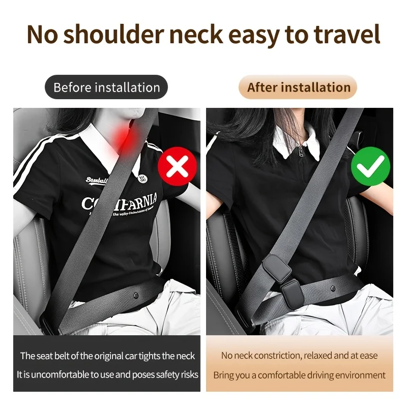 Integrated Car Seat Belt Adjuster One‑Piece Anti‑Slip Seatbelt Stopper Relieve Neck Pressure Comfort Safety Belt Position Clip