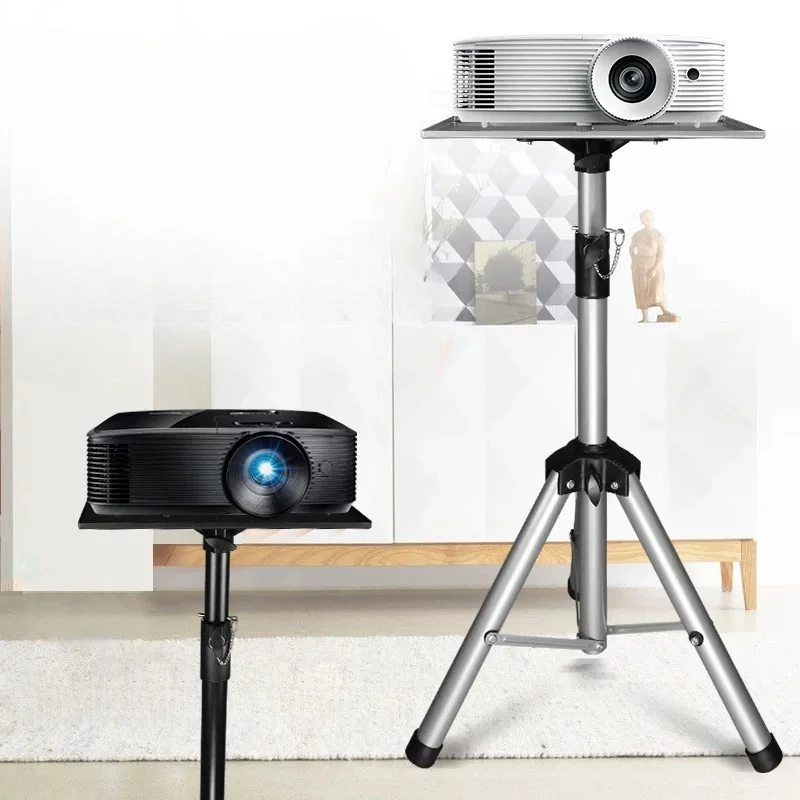 Heavy Duty Projector Tripod Stand with Tray Thickened Anti Slip Pad 360° Rotating Universal Floor Bracket Foldable Portable