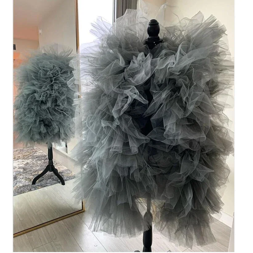 Ever Pretty Extra Puffy Tulle Vest Jacket Ball Gown Lush Mesh Long Top Vests Chic Women Party Wear Custom Made Real Photo