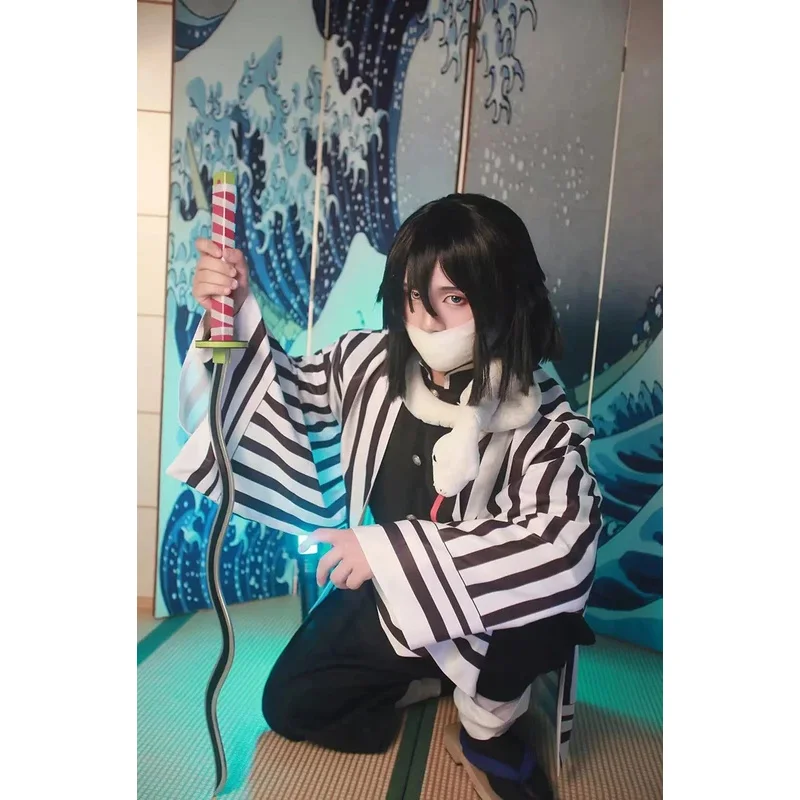 

HAni 2025 Anime Demon Slayer Iguro Obanai Cosplay Costume Carnival Party Kimono Wig White Snake Props Kimetsu No Yaiba Adul ☆★ww