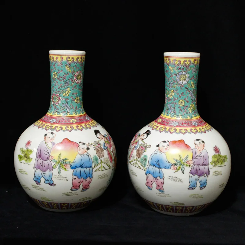 Jingdezhen Factory's Porcelain Pastel Hand Painted Eight Immortals Crossing the Sea Vase Flower Vase Decoration