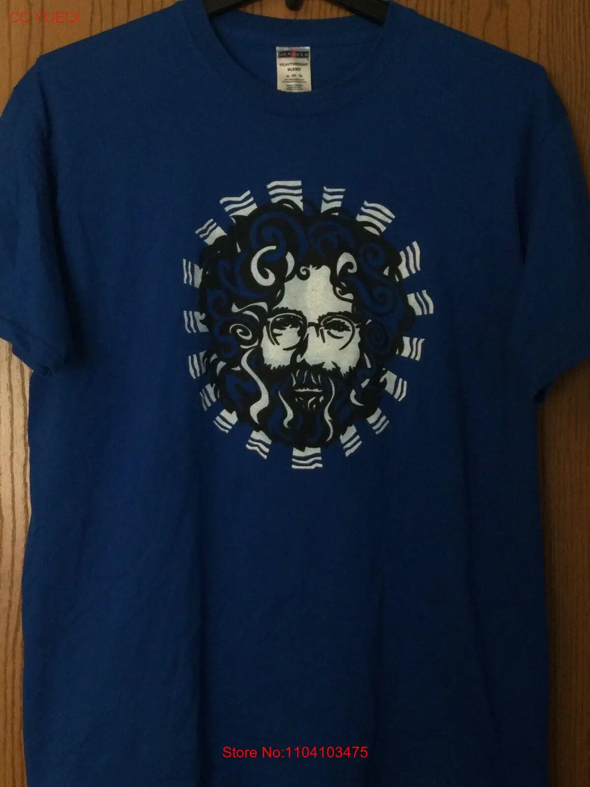 Jerry Garcia - Facial Image - Blue Shirt - XL - Jerzees - Cotton Blend