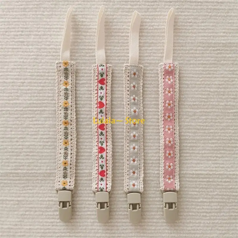 Y4QA Ethnic Embroidered Pacifier Chain Pacifier Holder for Easy Access & Security