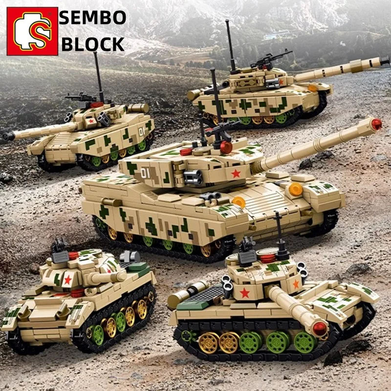 SEMBO BLOCK Type 99 main battle tank building block puzzle assembly model collection hand-made ornaments childrens birthday gift