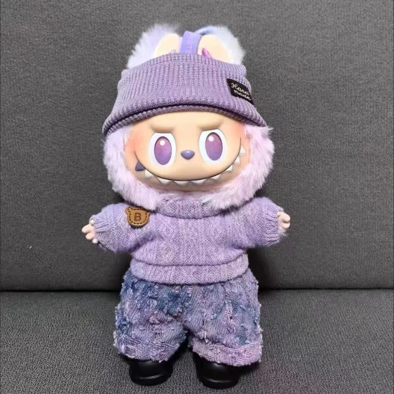 人形セーターパンツ靴セットラブブー服 17 センチメートル人形アクセサリー、女の子のためのおもちゃ、クリスマスフェスティバル誕生日プレゼント