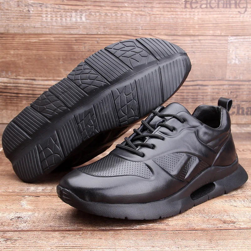 Summer Genuine Leather Front Lace Up Ventilate Shoes Cowhide Spot Round Head Casual Outdoor Trekking Tooling Walking Sneakers