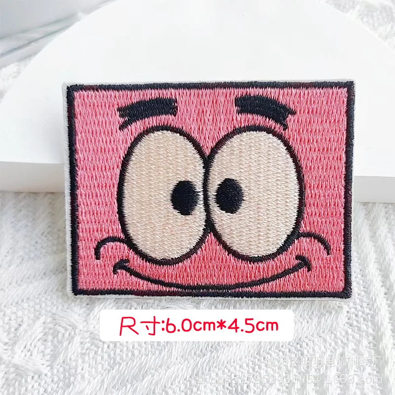 Sponge-Bob Anime Embroidery Patch Applique Ironing Clothing Thermoadhesive Sewing Cartoon DIY Patches on Clothes Garment Gift