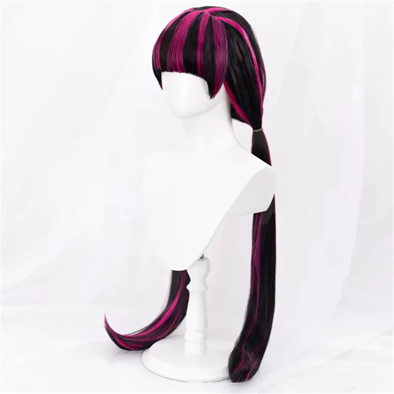 Draculaura Cosplay Wig Anime Women Halloween Fantacy 80cm Long Hair Draculaura Wig Free Wig Cap
