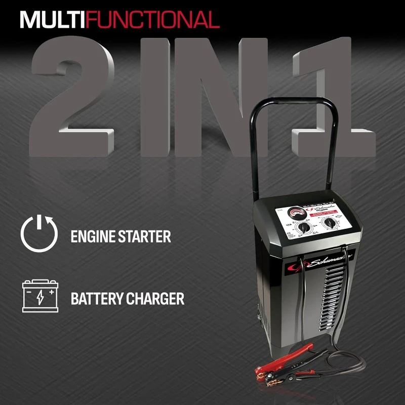 Electric Wheeled Battery Charger and Engine Starter, SC1446, 2-in-1, Manual Timer-Controlled, 200 Cranking Amps, 6 Volt, 12 Volt