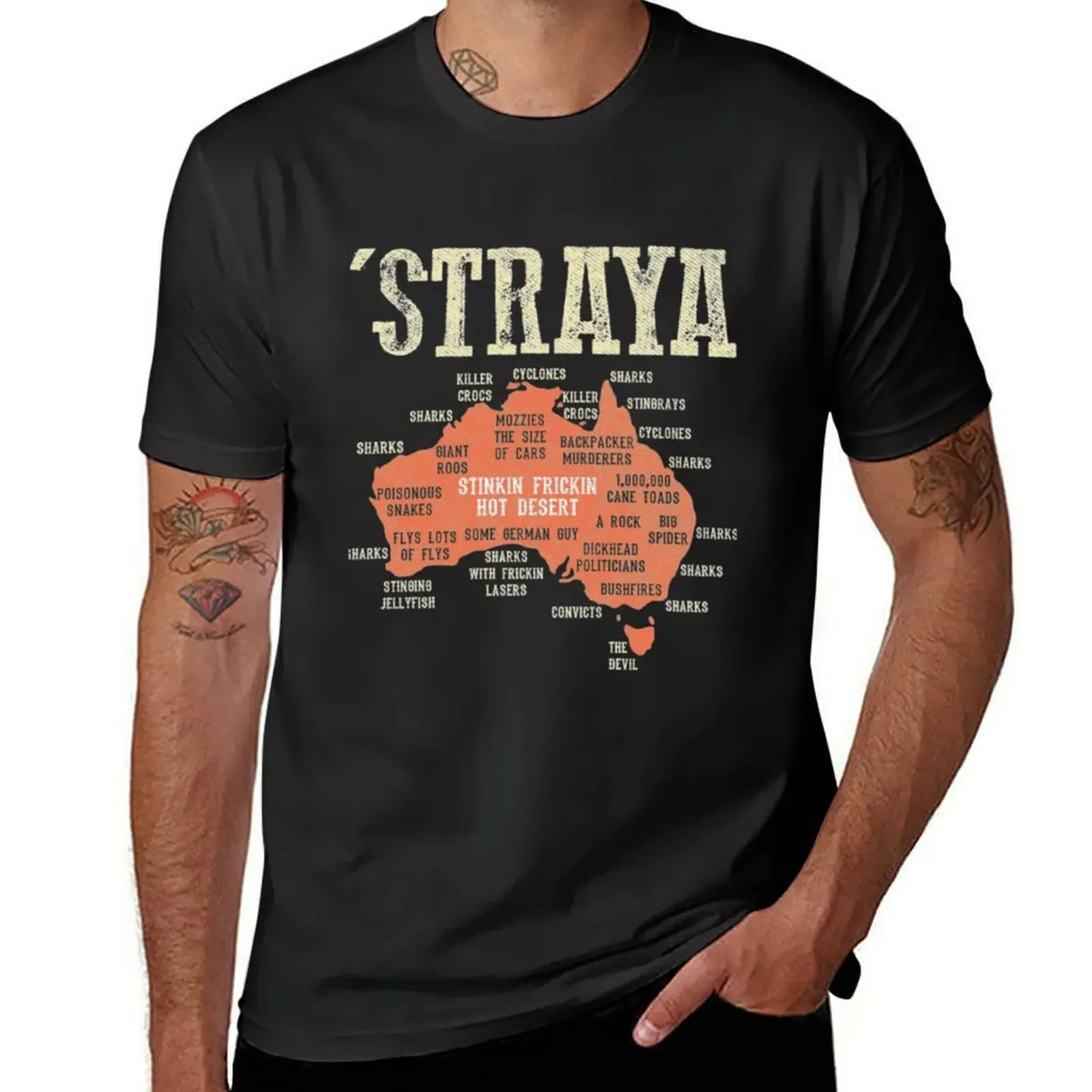 

Vintage Aussie Day Straya Australia Map Outback T-Shirt quick drying korean fashion man clothes baggy shirts plain t shirts men