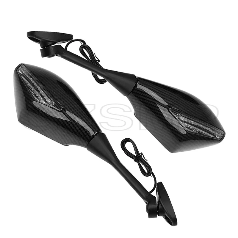 Fit for Honda CBR600 900 1000RR CBR300R CBR500R CBR250R Motorcycle Carbon Fiber Pattern LED Turn Signals Rearview Sport Mirrors