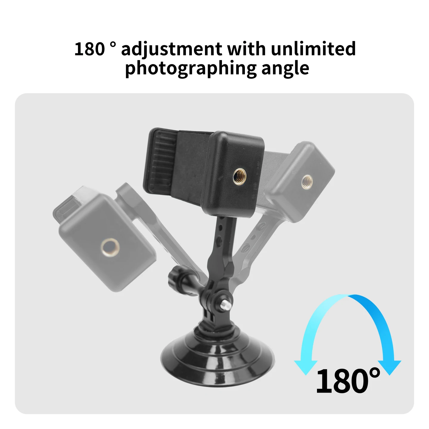 Langlebige Silikon-Aluminium-Saugnapfhalterung mit Cold Shoe Handyhalterung für GoPro DJI Action-Kamera – Schnelle Installation, wiederverwendbare Basis – Detail 4