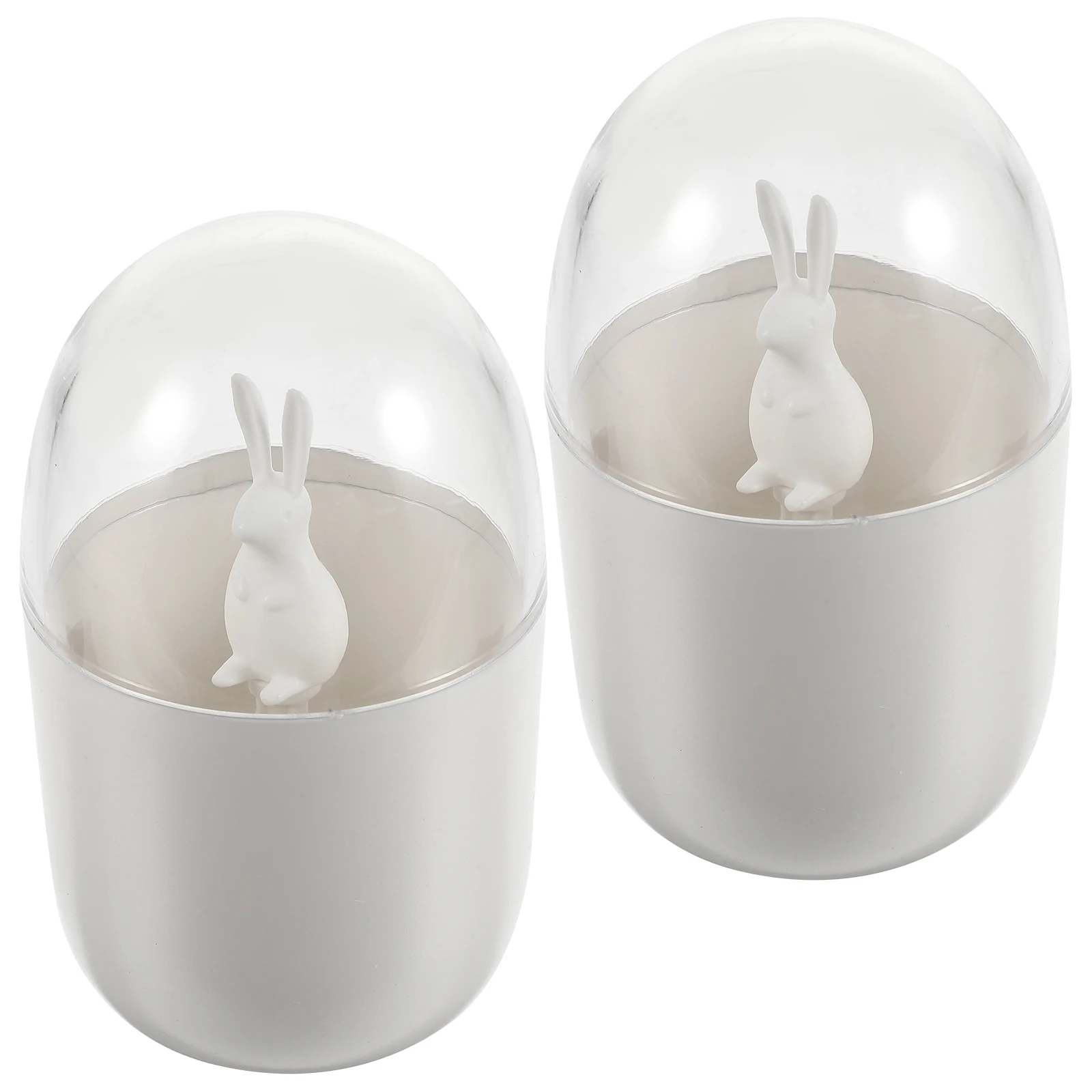 

Cotton Swabs Storage Box 2pcs White Container Travel Lidded Case Dispenser Reusable Compact Desktop Toothpick Holder Bright