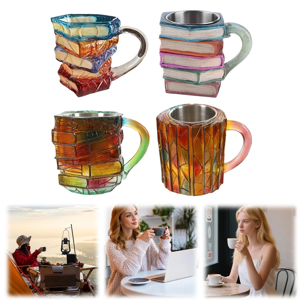 3D Painted Book Mug Wear Resist Books Drinking Container Multi-Purpose Creative Book-Shaped Drinkware for Friends Gift