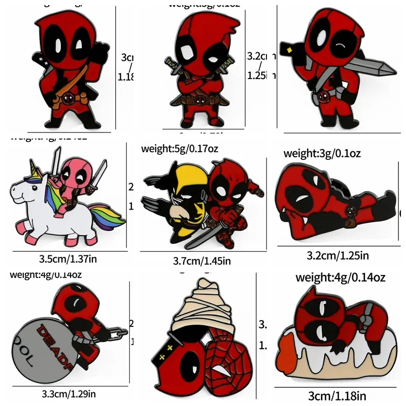 Deadpool Wolverine Metal pins,Spider Man Marvel Anime Cartoon Character Cute Pin Backpack Clothing Metal Badge Gift brooch