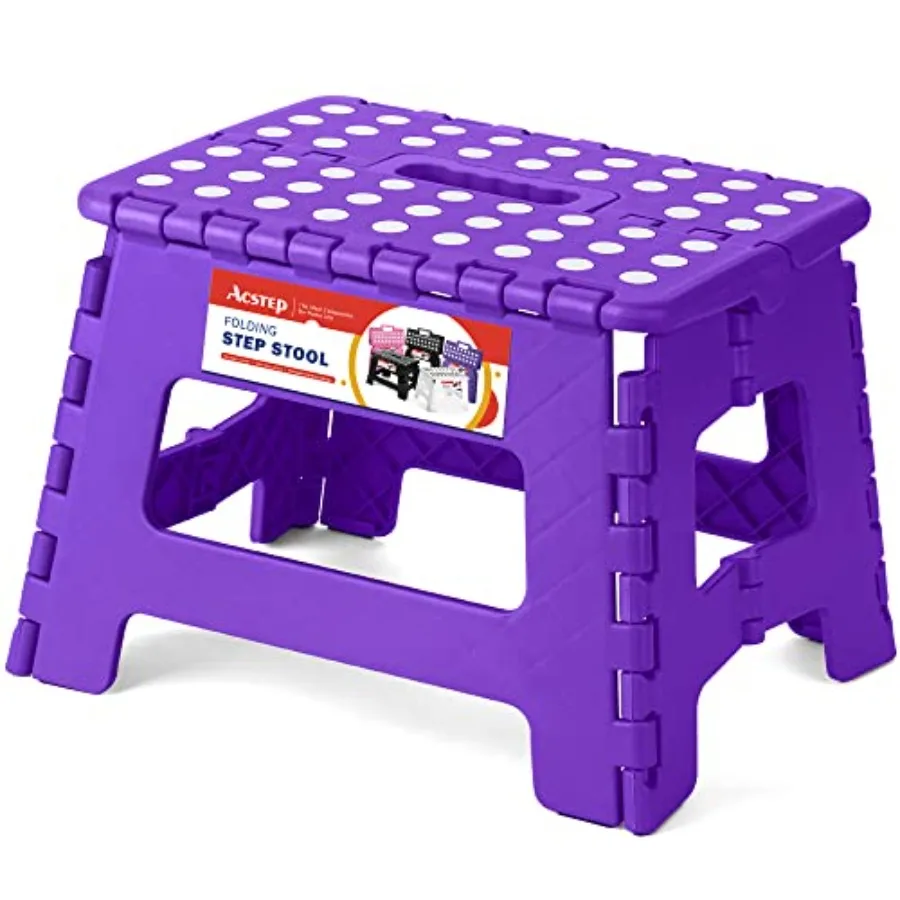Foldg Step Stool Portable Collapsible Plastic Step Stool, Foldable Step Stools, Non Slip Folding Stools for Kitchen Bathroom Be