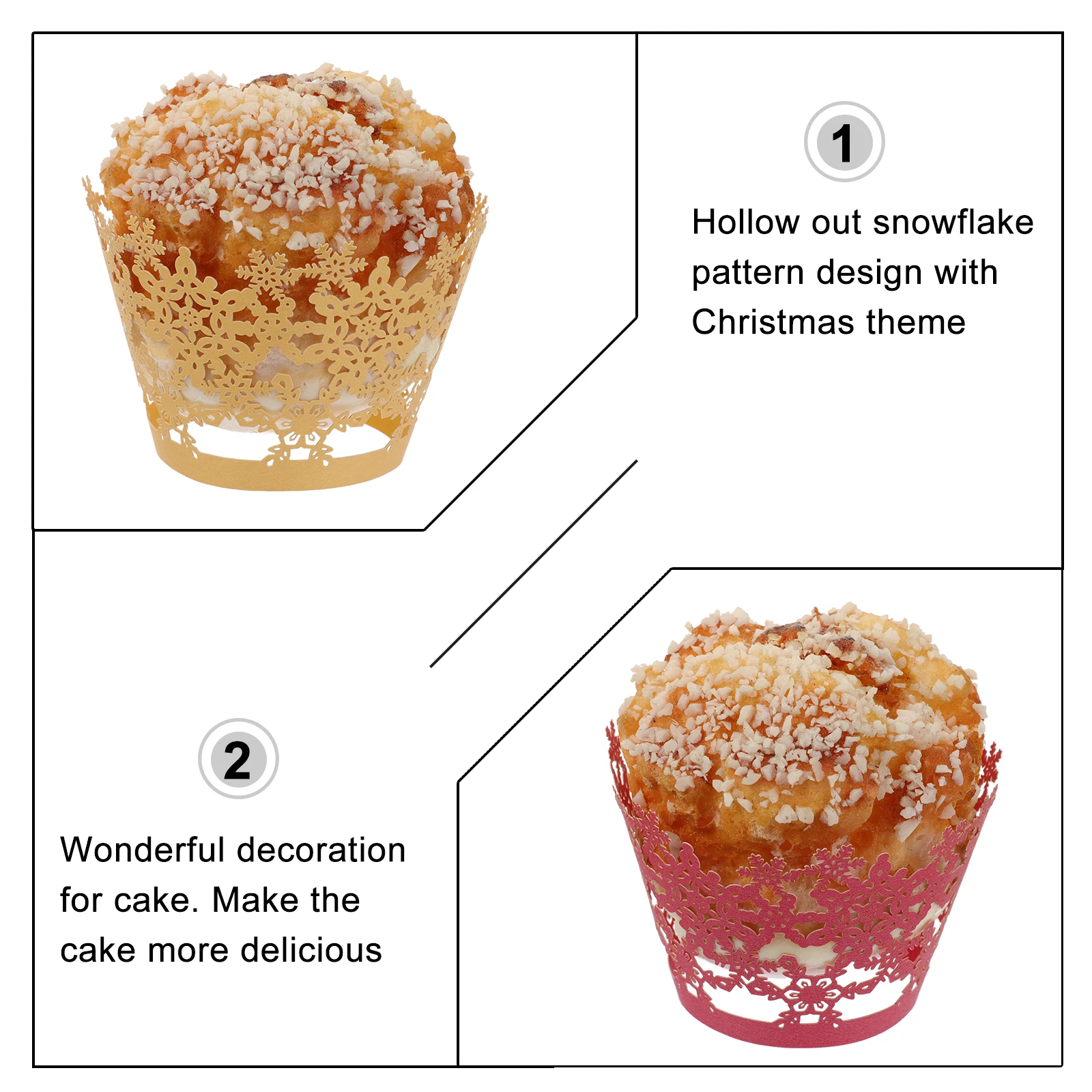 

36Pcs Cake Wrappers Hollow Snowflake Paper Cups Christmas Baking Liners Cupcake Muffin Dessert Decoration Christmas Cake Wrapper