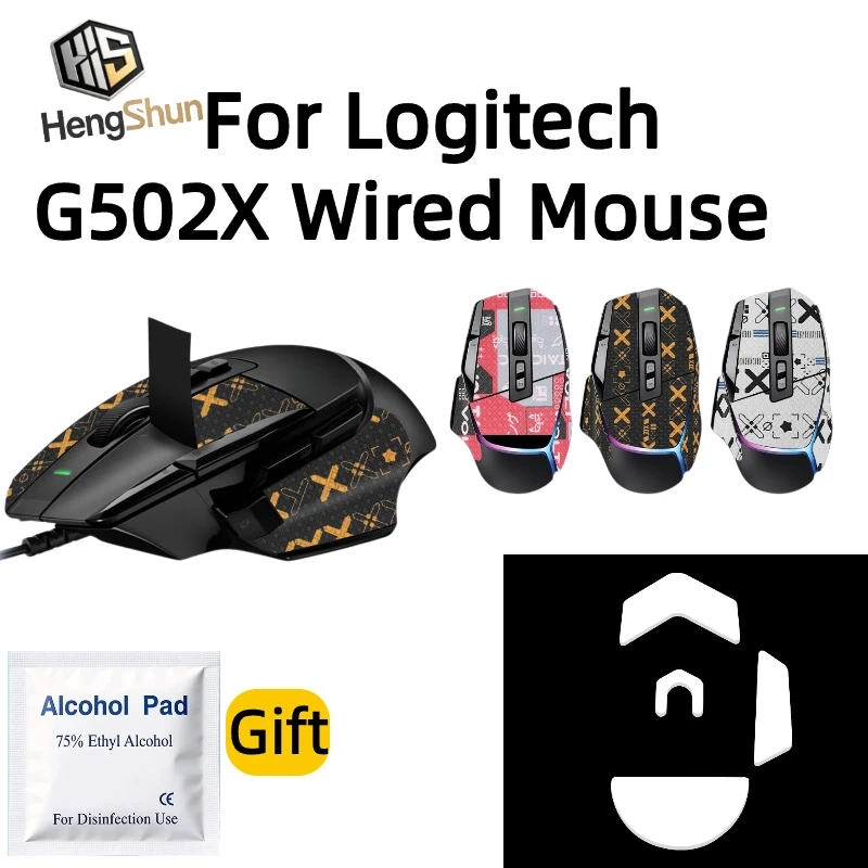 For Logitech G502X Wired Mouse PTFE Mouse Feet & Anti-Slip Grip Tape Sweat Resistant Gaming Stickers With Alcohol Pad