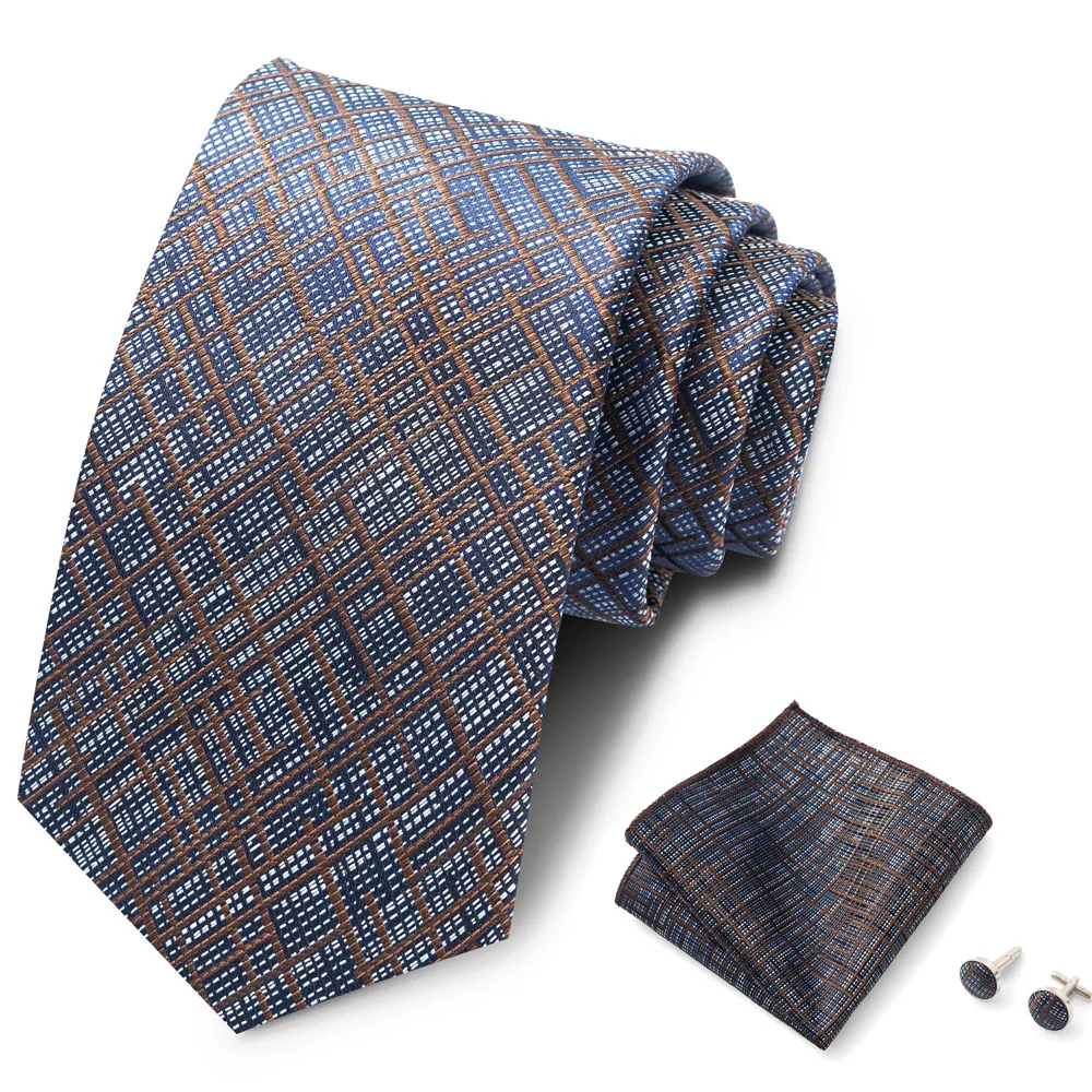 Hochwertiges 8-cm-Krawatten-Einstecktuch-Set für Herren, schwarz, blau gestreift, Hochzeitsgeschenk, Krawatte, Anzug-Accessoires, passend für den Arbeitsplatz – Detail 8