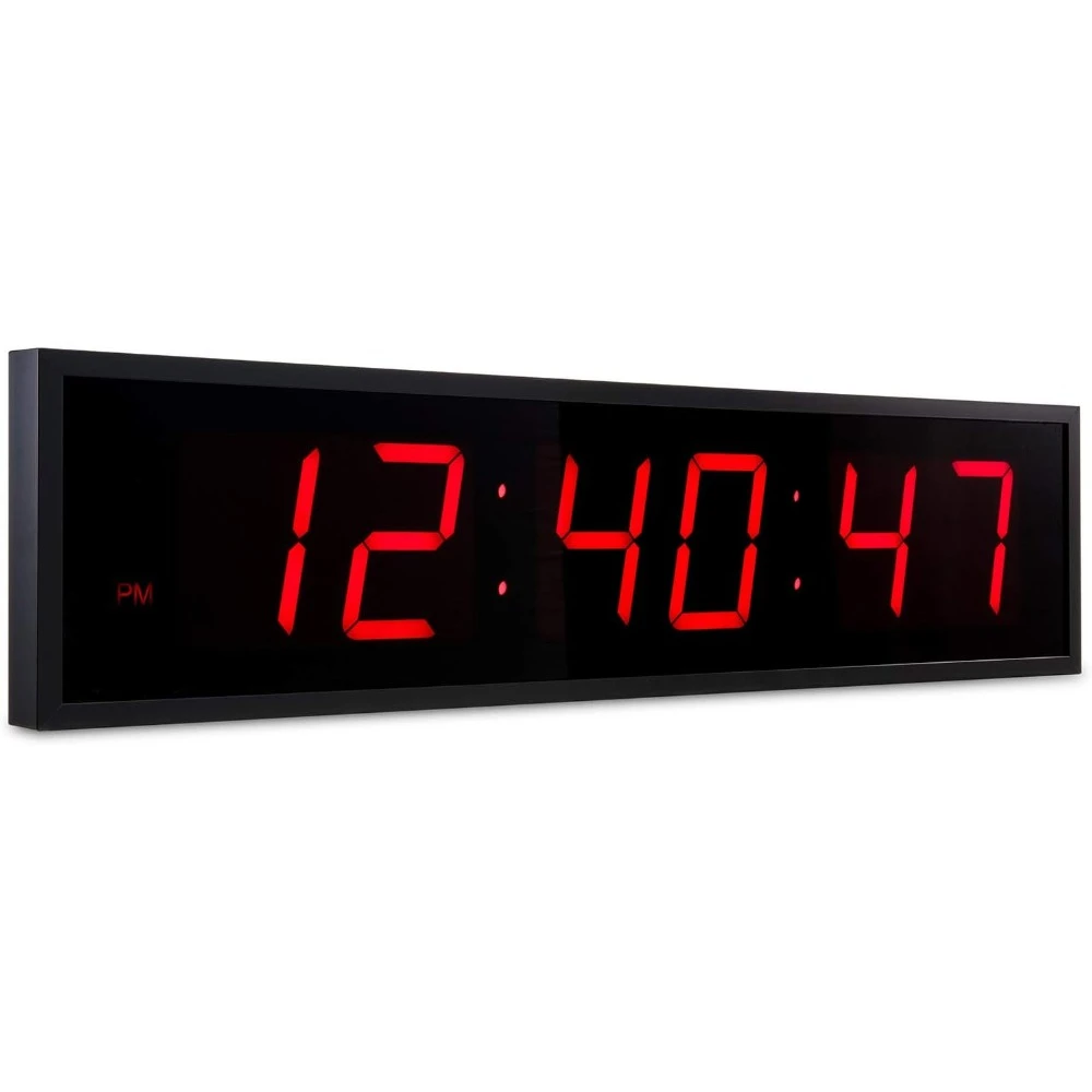 Huge Large Big Oversized Digital LED Clock - Shelf or Wall Mount (36 Inch - Red) | 6-Level Brightness, Mounting Holes