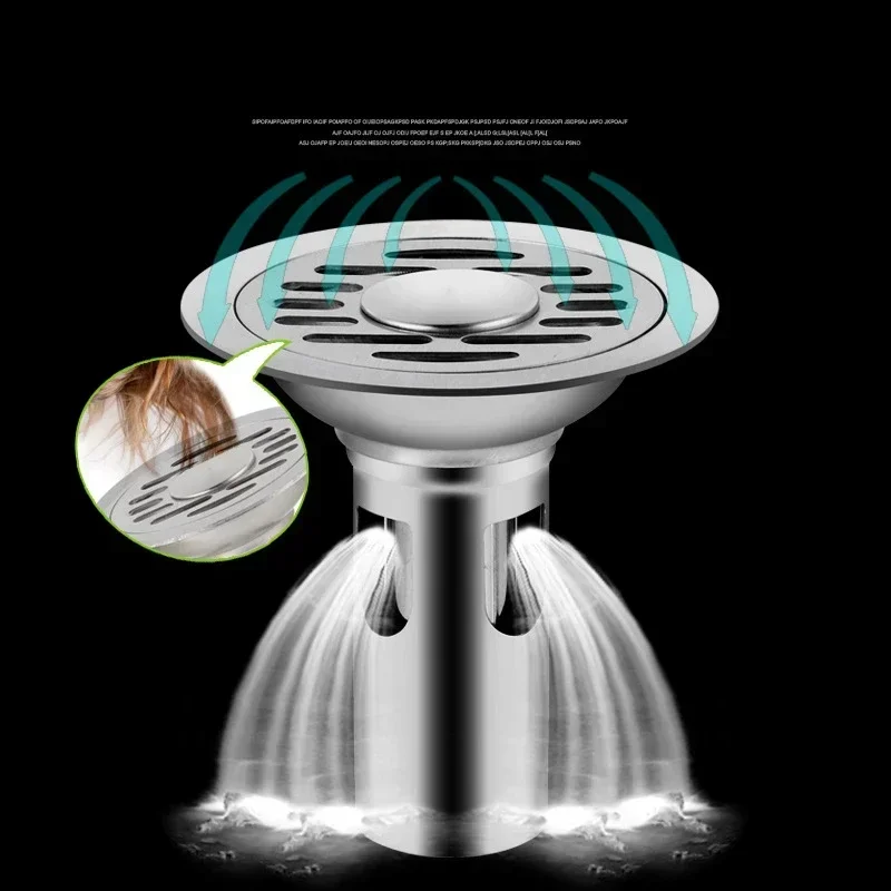 304 Stainless steel Floor Drains Anti-odor Drainer Shower Strainer Cover Bathtub Ground Leakage Bathroom Hardware Accessories