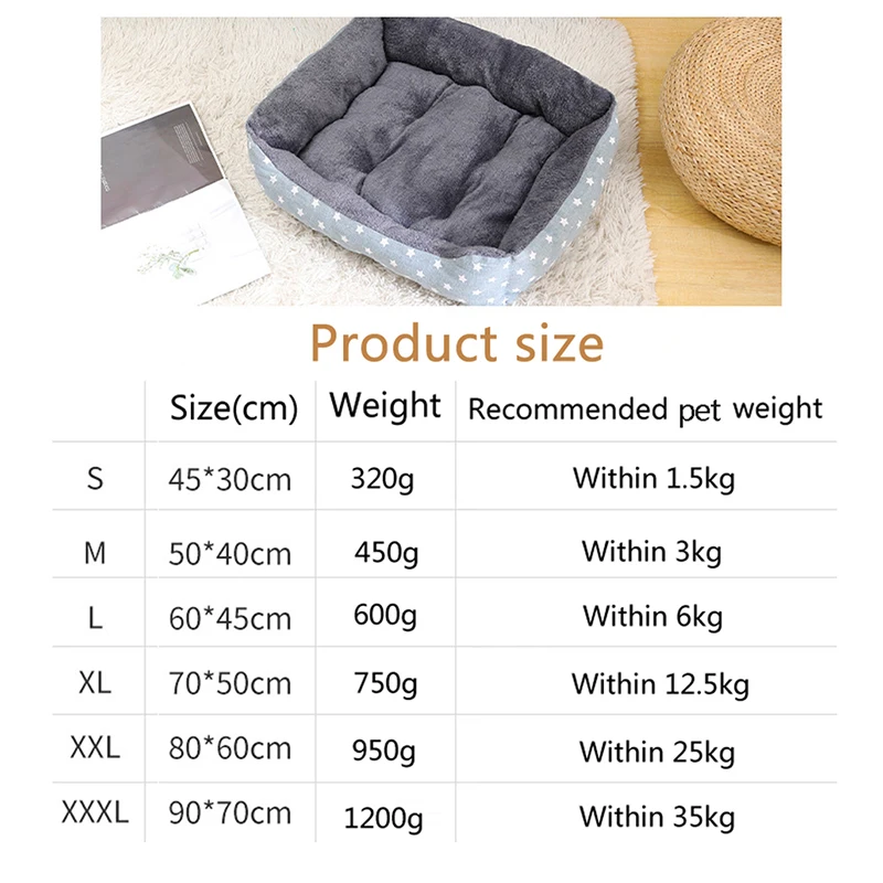 Large Dog Bed Warm Bed for Cats Sofa Dog House Thicken Cat Mat Breathable Basket for Dog Supplies