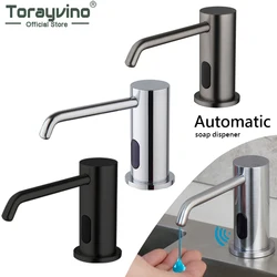 Torayvino Dispenser automatico di sapone liquido Sensore Ottone massiccio 500 ML Disinfettante per le mani Dispenser di sapone detergente intelligente per cucina