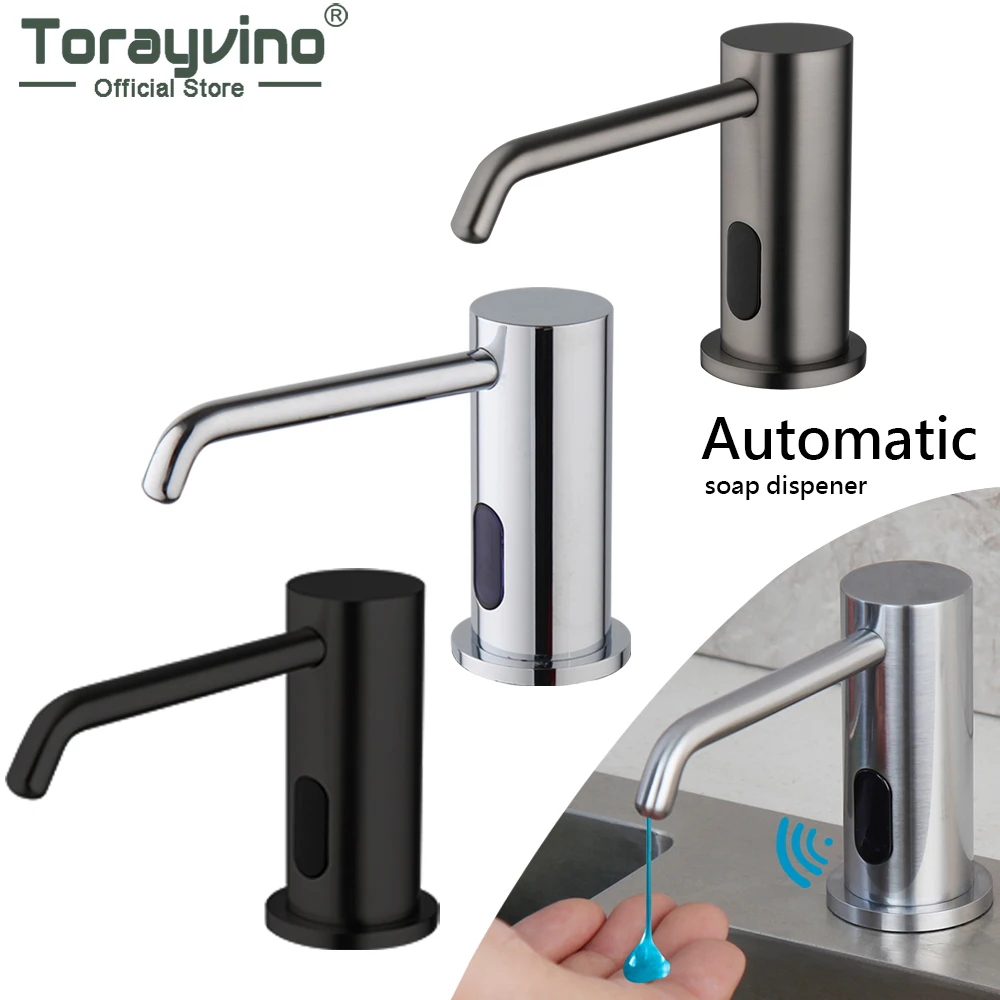 Torayvino Automatic Liquid Soap Dispenser Sensor Solid Brass 500 ML Hand Sanitizer Smart Detergent Soap Dispensers for Kitchen