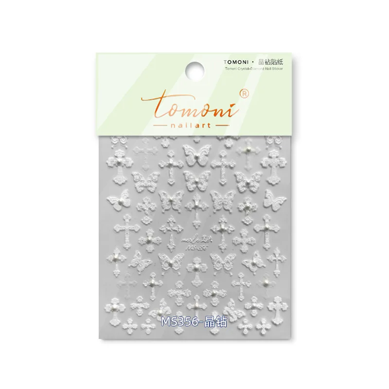 Felle Crystal Nail Art Stickers Geen Verlies Samenwerking Japanse Nail Sticker Cross Butterfly Ms356