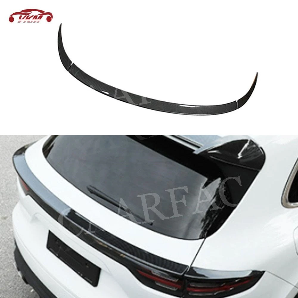 

Carbon Fiber Car Rear Trunk Boot Lip Spoiler Bumper Wings Covers for Porsche Cayenne 2018 2019 2020 2021 FRP Add on Style