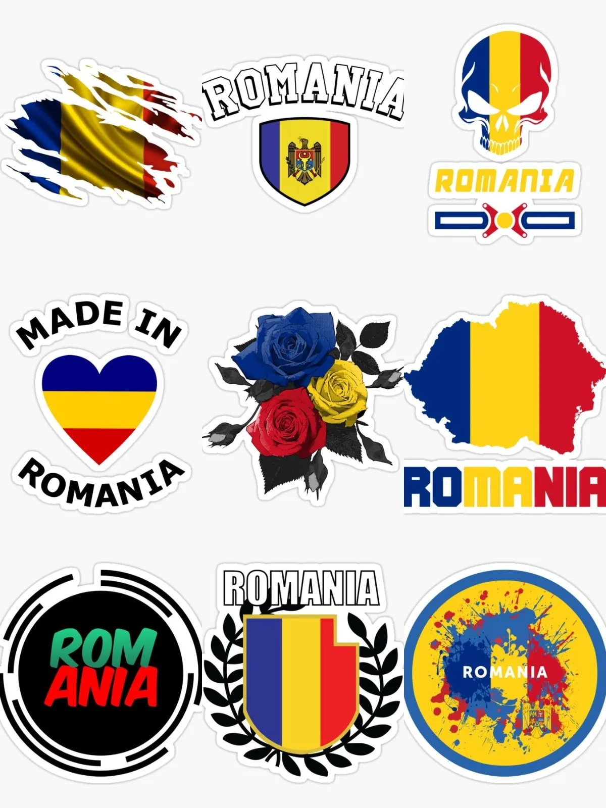 AliExpress Romania GR Flag Map National Emblem Skull Stickers Laptop Wall Room Bicycle Helmet  Window Car Motorcycle Off-road Truck Decal
