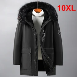 Winter Long Parkas Men Thick Fleece Jacket Coat Plus Size 10XL Fashion Casual Cargo Parkas Male Outerwear Big Size 10XL