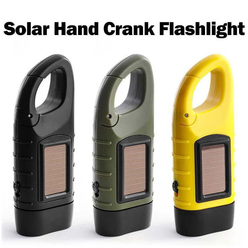 充電式釣りボートハイキングサバイバルギア電源銀行ソーラー懐中電灯緊急ハンドクランクダイナモ LED 懐中電灯