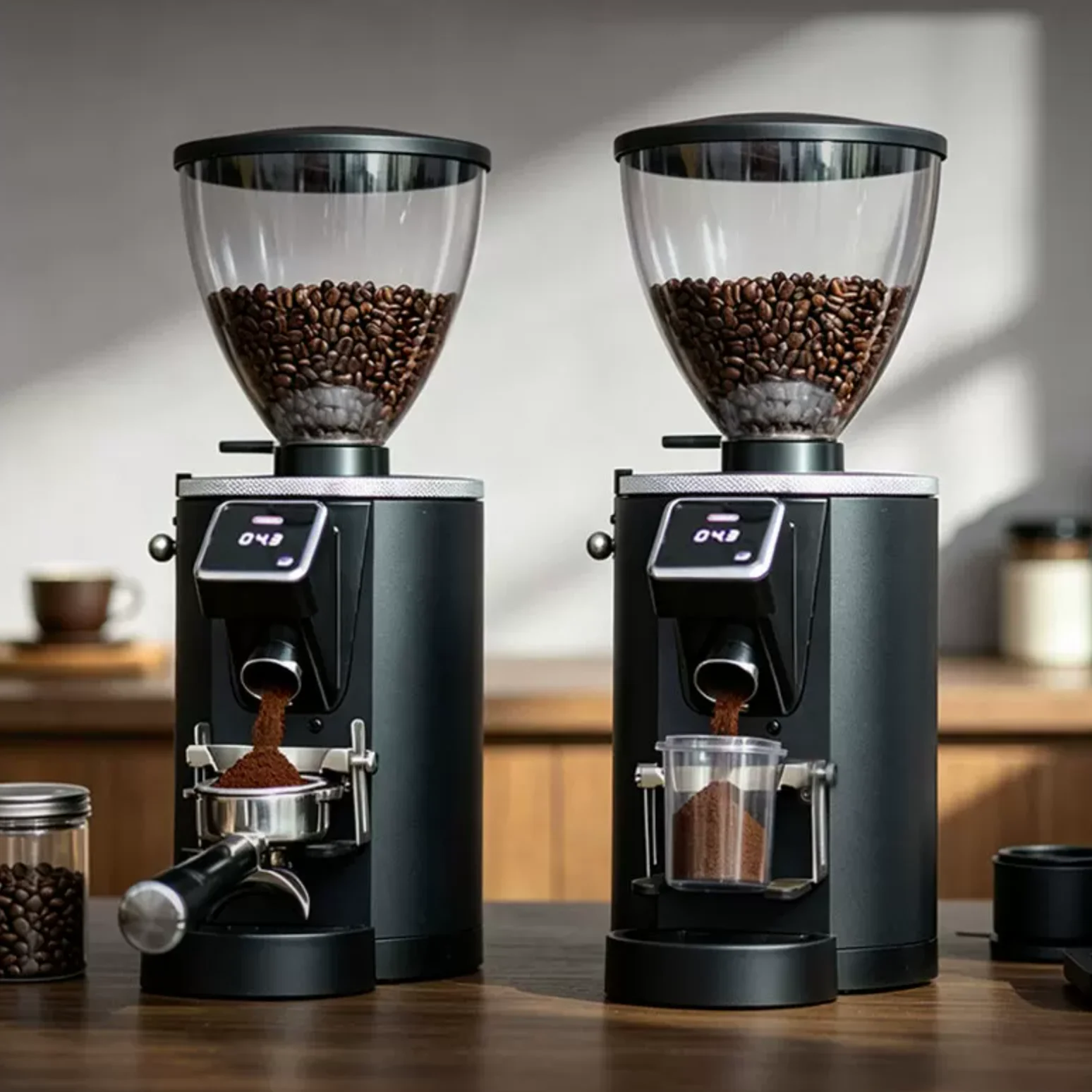 Commercial 64mm Stainless Steel Flat Burr Espresso Grinder by Weight