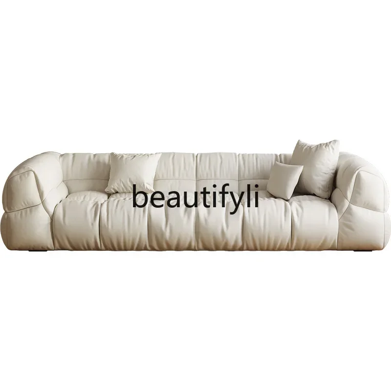 Cream sofa Italian minimalist small apartment living room top layer cowhide down soft cloud sofa