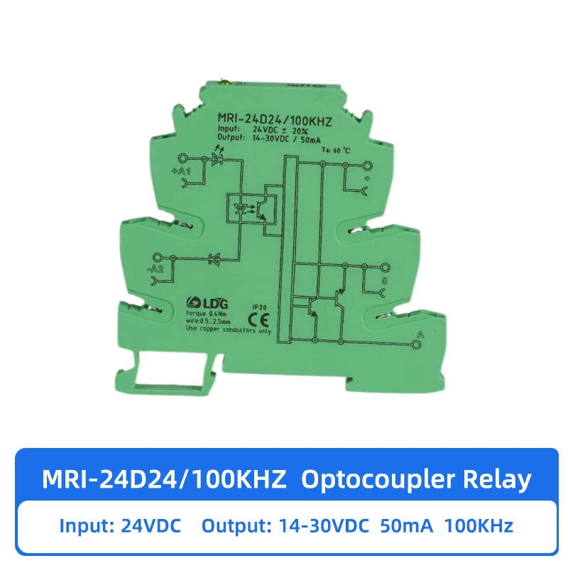 

MRI-24D24 100KHZ High Frequency Optocoupler Relay 24VDC 8mA Input Output 14-30VDC 50mA Interface Voltage Relay Module DIN Rail