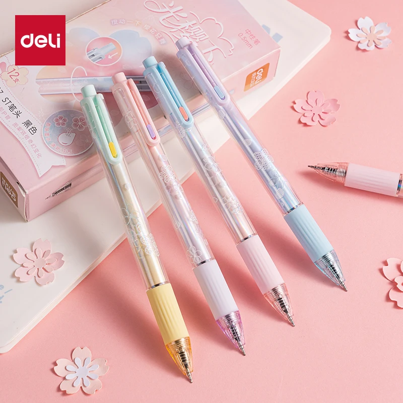 

Deli 4/8pcs Black Ink Cherry blossom-scented Cute Gel Pen Stationery Gift School Student Supplies Signing Pen Office Supplies