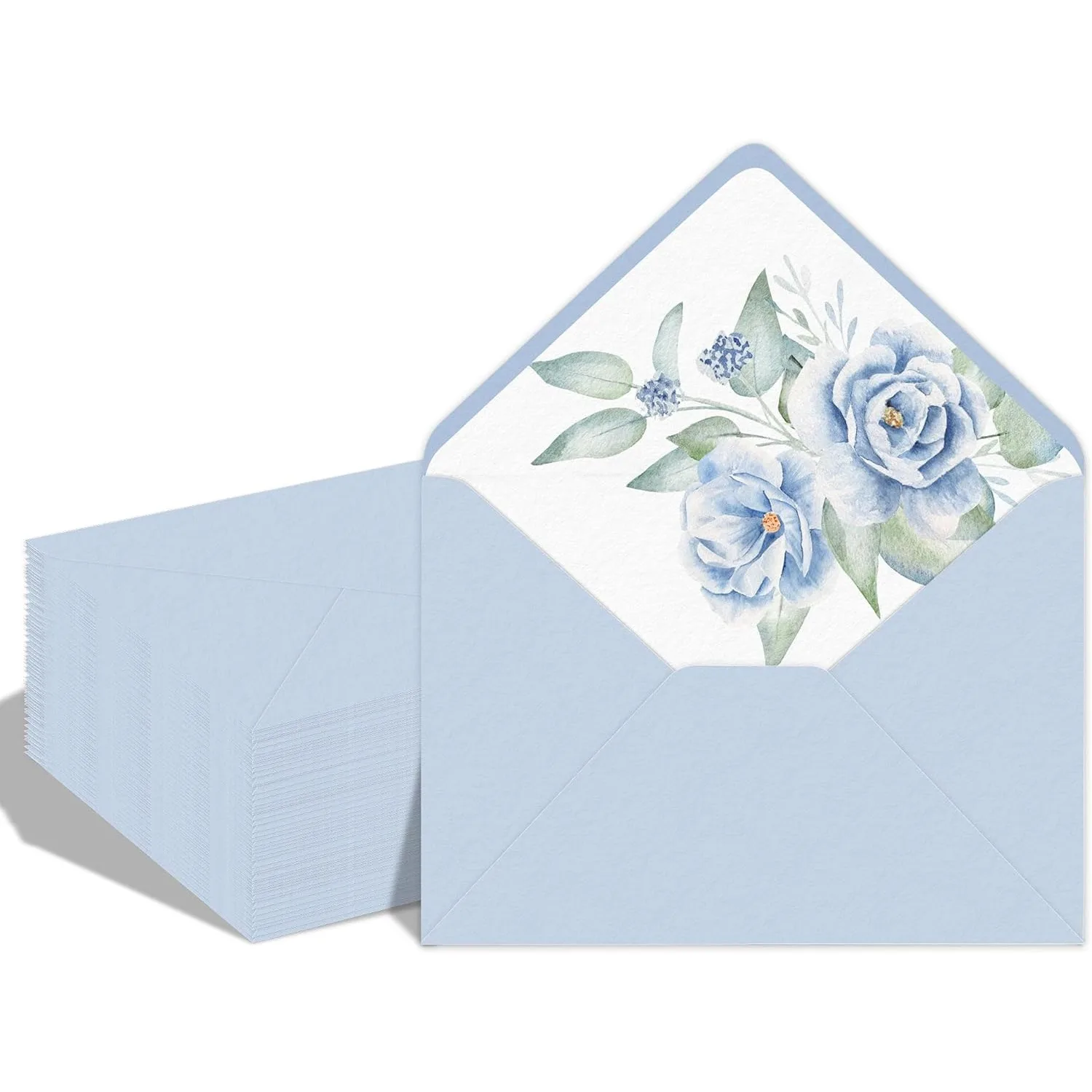 

50 Pcs Baby Blue Envelopes Pattern 5x7 Envelopes for Wedding Invitation Cards, Greeting Cards, Birthday Baby Shower Invitations
