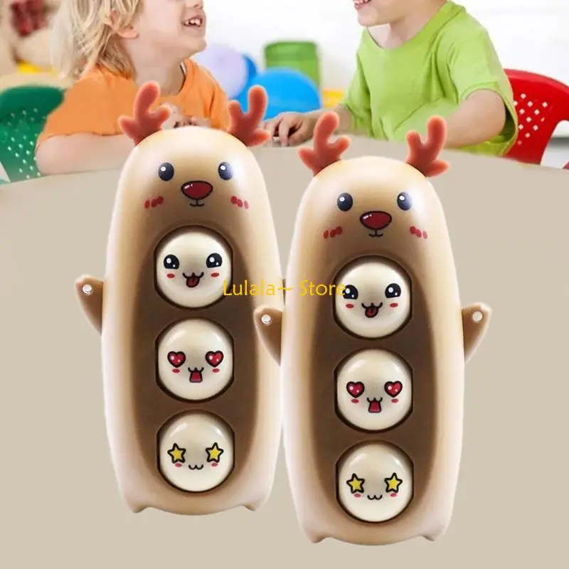 Y4QA Anxiety Elk Doll Fidgets Keychain Face Changing Pendant Pressure Relief Keyring